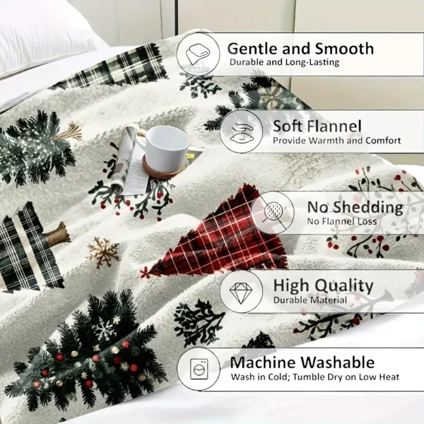 Plaid de Noël en coton léger – Motifs sapin et patchwork chaleureux