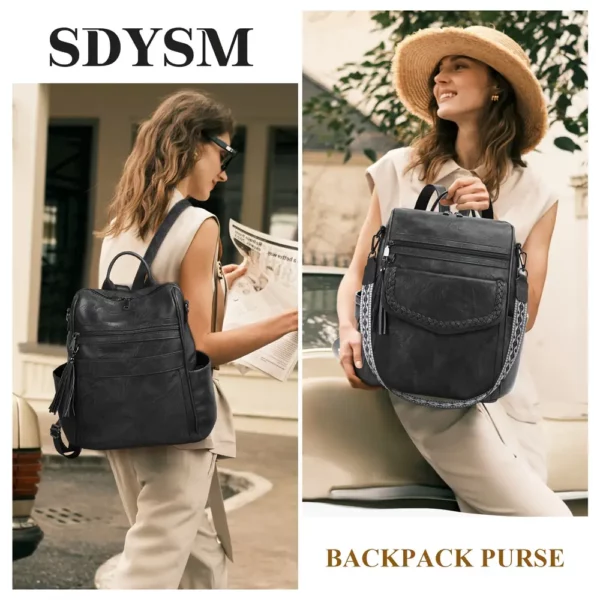 Sac à dos femme convertible élégant – compartiments multiples, usage pro et casual