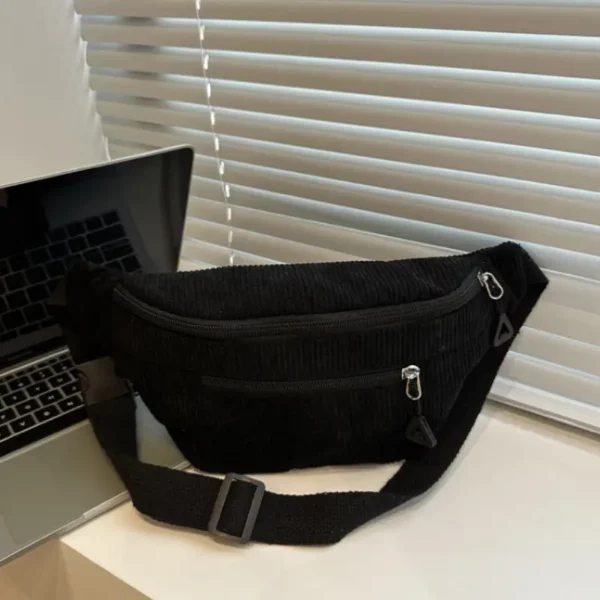 Sac banane femme en velours côtelé – sacoche tendance à grande capacité