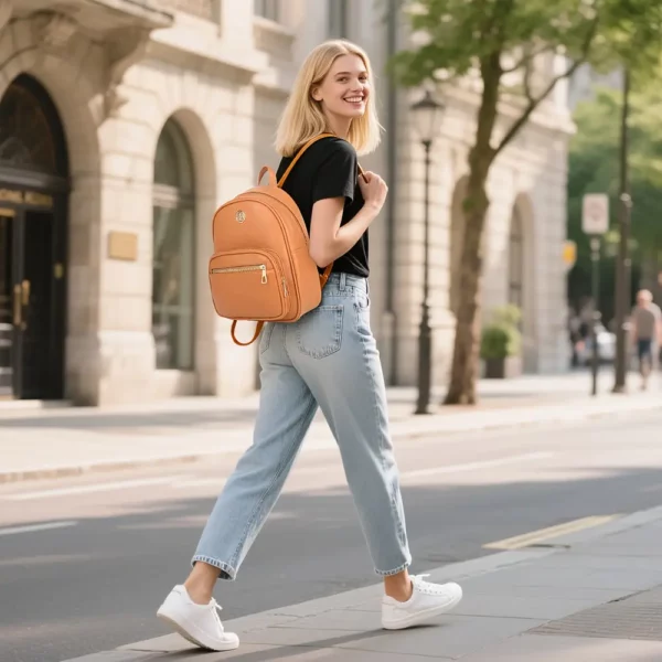 Sac à dos femme léger et élégant – design minimaliste avec poches zippées