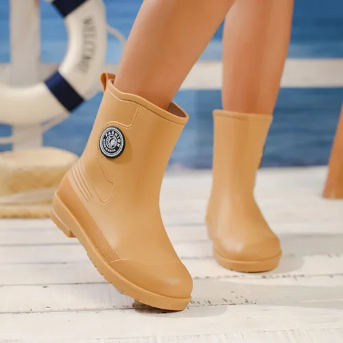 Bottes de pluie femme en caoutchouc mi-mollet – style chic et imperméable
