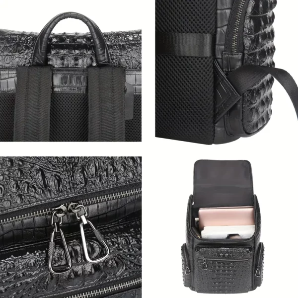 Sac à dos cuir femme convertible – compartiment PC et poches multifonctions