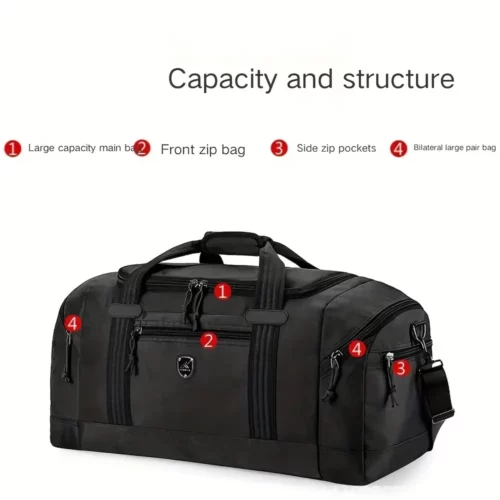 Sac de voyage femme en nylon imperméable – multi-poches et grande capacité