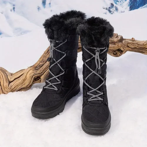 Bottes de neige femme fourrées imperméables – style hivernal chaud et confort
