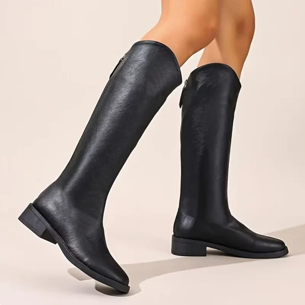 Bottes cavalières femme en cuir lisse – style anglais, tige haute élastiquée