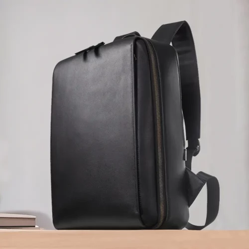 Sac à dos femme en cuir véritable noir – Élégant et compatible ordinateur portable