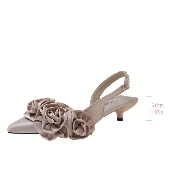 Sandales mariage femme à talon moyen – bout pointu, volants floraux, confortables