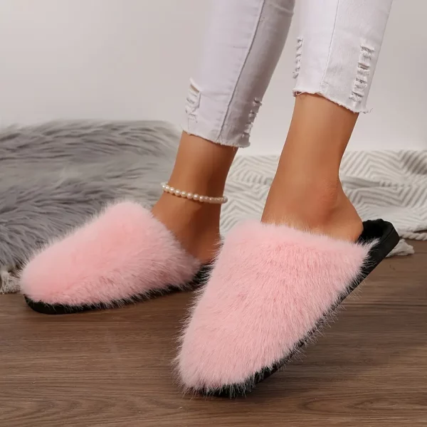 Chaussons femme en fausse fourrure épaisse – confort moelleux d'intérieur