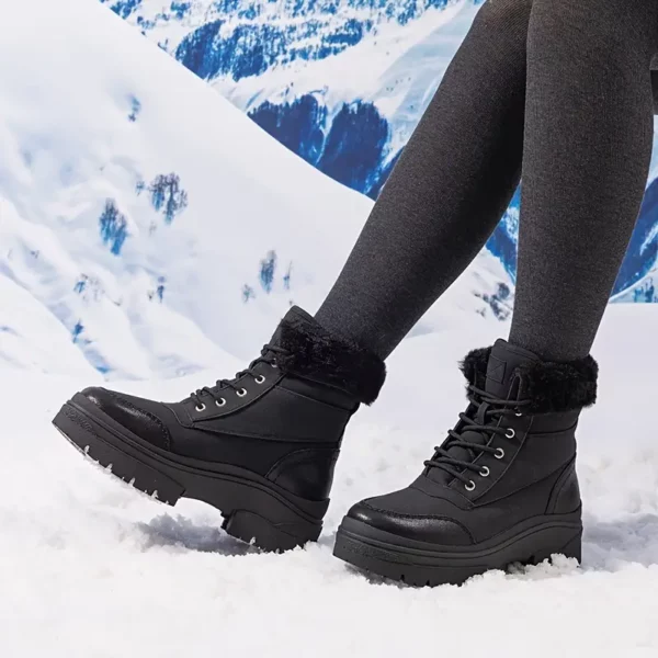 Bottes d’hiver femme avec doublure fourrée synthétique et semelle plateforme TPR
