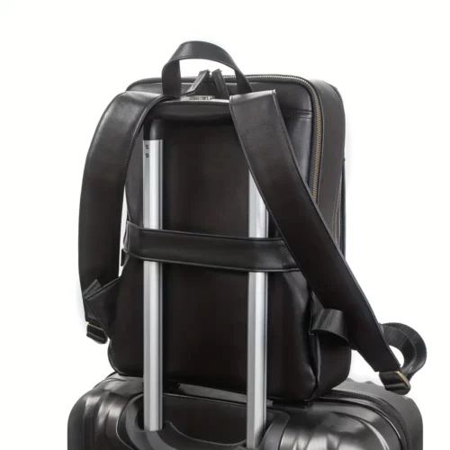 Sac à dos femme en cuir véritable noir – Élégant et compatible ordinateur portable