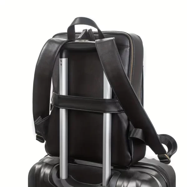 Sac à dos femme en cuir véritable noir – Élégant et compatible ordinateur portable
