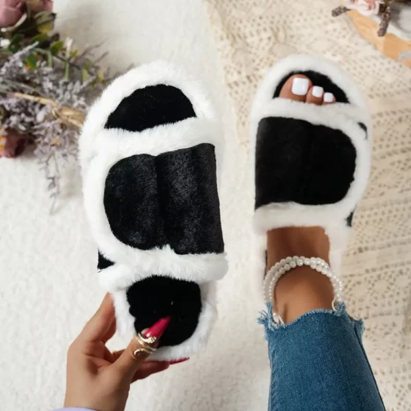 Chaussons femme en fausse fourrure douce – intérieur molletonné et semelle antidérapante