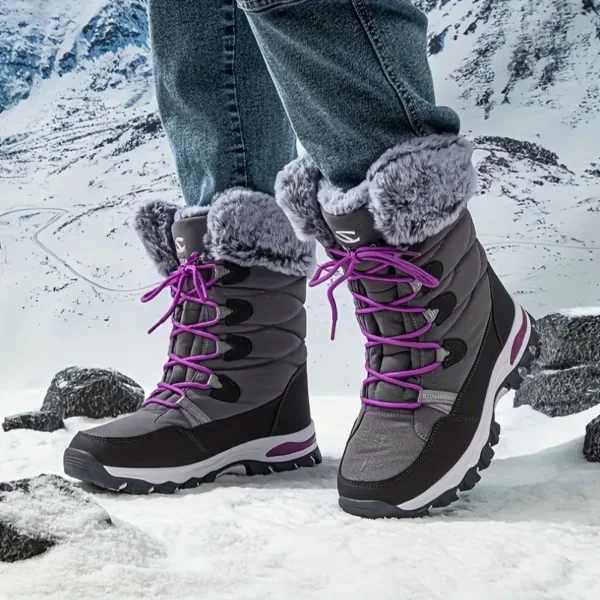 Bottes d'hiver femme imperméables et chaudes doublure fourrure semelle antidérapante