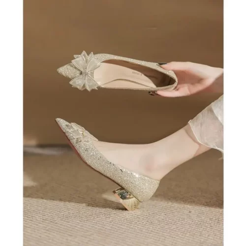 Chaussures mariage femme talon bas confortable – escarpins strass élégants