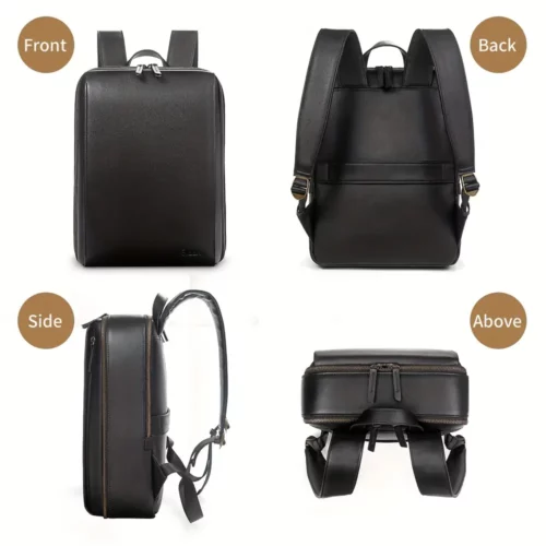 Sac à dos femme en cuir véritable noir – Élégant et compatible ordinateur portable