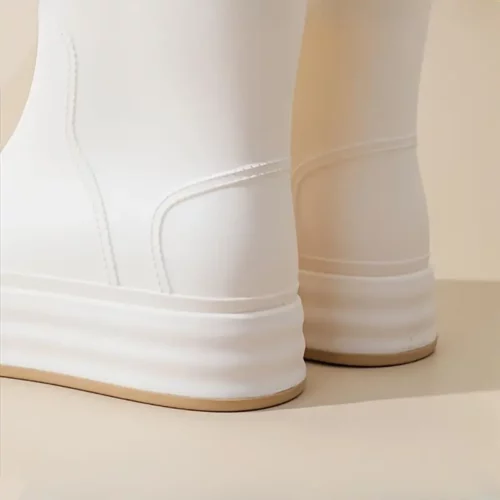 Bottes de pluie femme mi-mollet en caoutchouc avec doublure polaire amovible