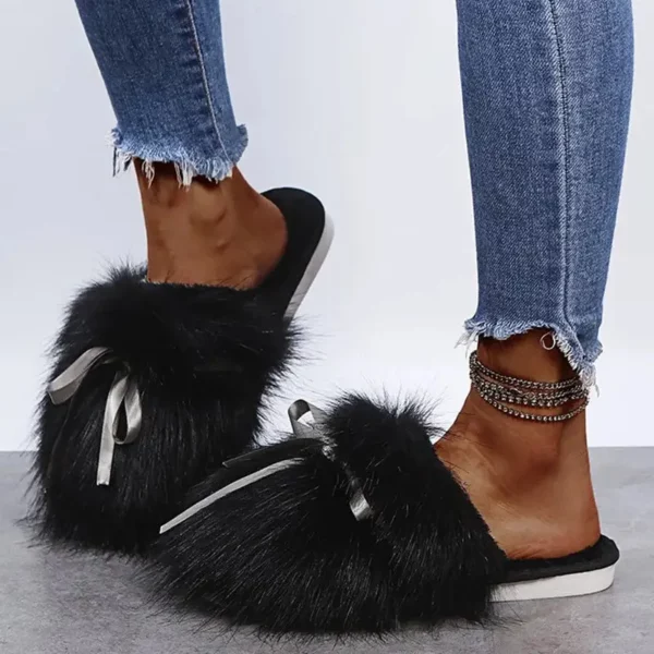 Chaussons femme en fausse fourrure hiver – intérieur chaud et semelle antidérapante
