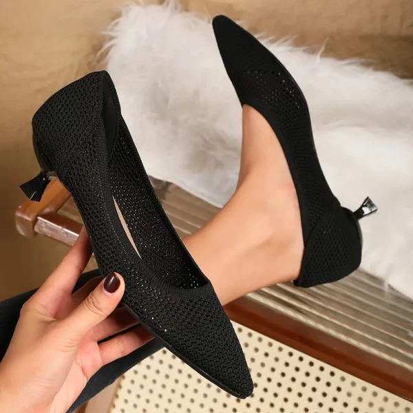 Escarpins femme confort tricotés à talon bas – élégants pour mariage ou soirée