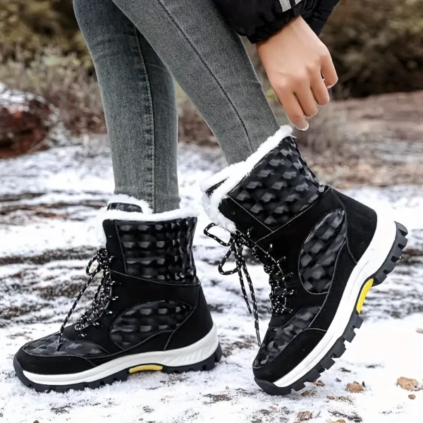 Bottes de neige femme mi-mollet doublées en peluche antidérapantes imperméables