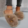 Chaussons femme en fausse fourrure – intérieur chaud et semelle antidérapante