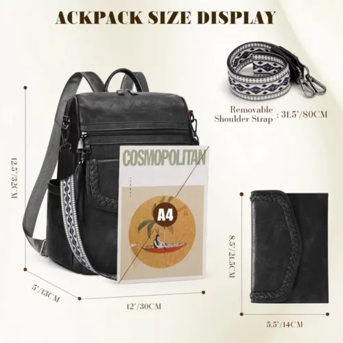 Sac à dos femme convertible élégant – compartiments multiples, usage pro et casual