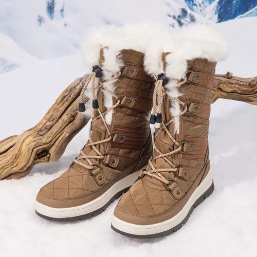 Bottes de neige femme fourrées imperméables – style hivernal chaud et confort