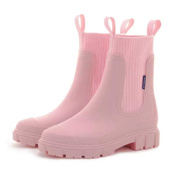 Bottes de pluie femme style Chelsea en caoutchouc – semelle épaisse antidérapante