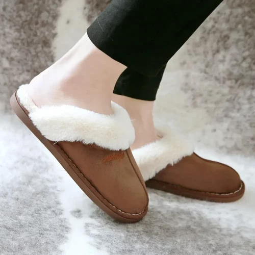 Chaussons femme en fausse fourrure douce – intérieur/extérieur antidérapants