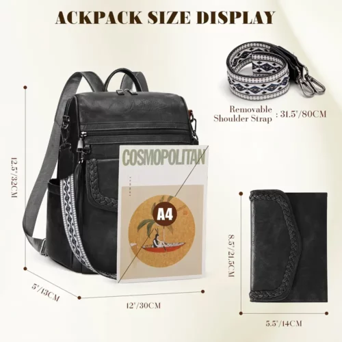 Sac à dos ordinateur femme convertible élégant – compartiment PC et multi-poches