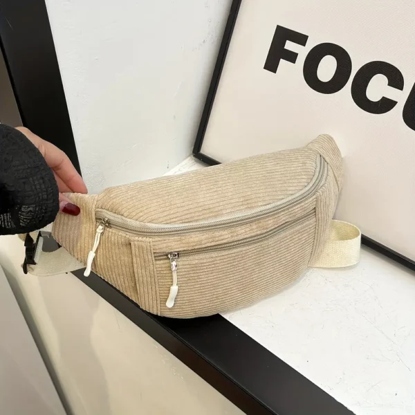 Sac banane femme en velours côtelé – design unisexe léger et résistant