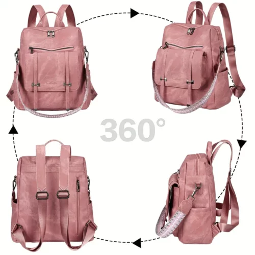 Sac à dos femme 3-en-1 en cuir végan avec poche antivol – usage quotidien