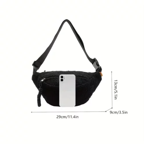 Sac banane en velours peluche femme – porté poitrine tendance et décontracté