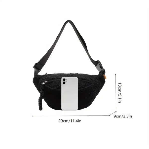 Sac banane en velours peluche femme – porté poitrine tendance et décontracté