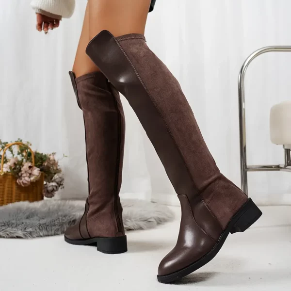 Bottes cavalières femme en cuir – style équitation au-dessus du genou