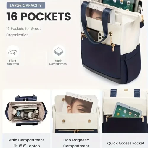 Sac à dos femme antivol pour ordinateur – design élégant avec bretelles réglables