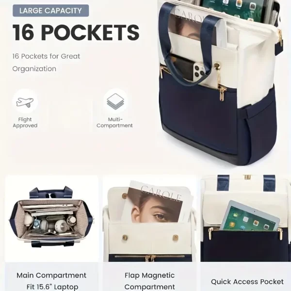 Sac à dos femme antivol pour ordinateur – design élégant avec bretelles réglables