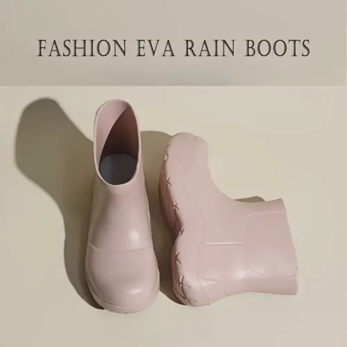 Bottes de pluie femme en caoutchouc – style chic à enfiler avec semelle épaisse