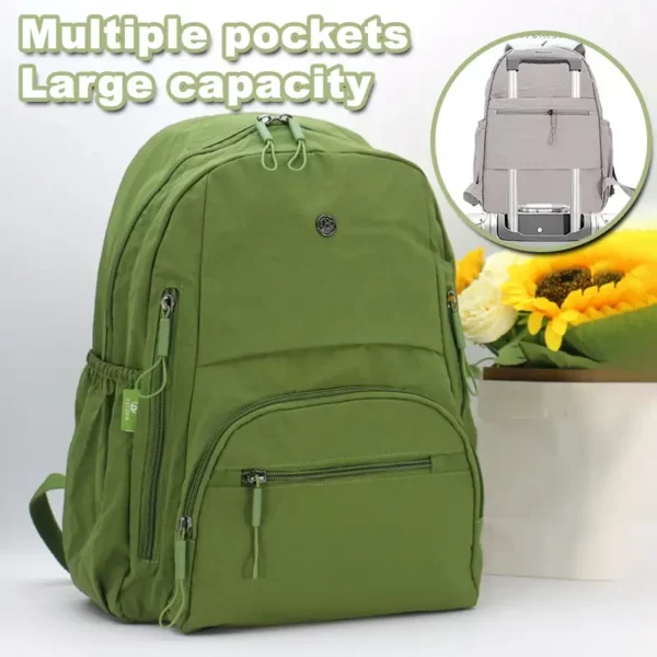 Sac à dos femme nylon léger multi-poches – design antivol pour voyage et ville