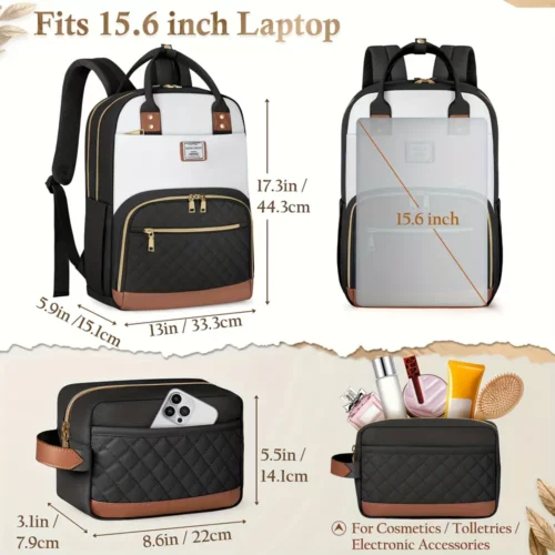 Sac à dos élégant pour ordinateur femme – set 2 pièces avec pochette assortie