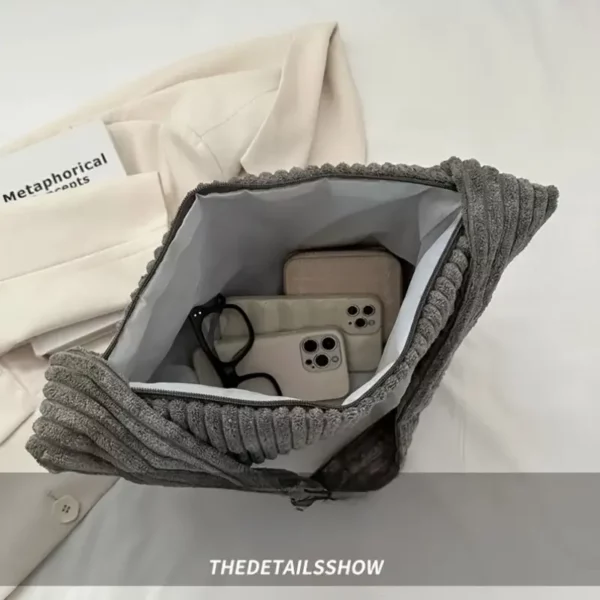 Sac bandoulière en velours côtelé pour femme – design élégant avec zip sécurisé