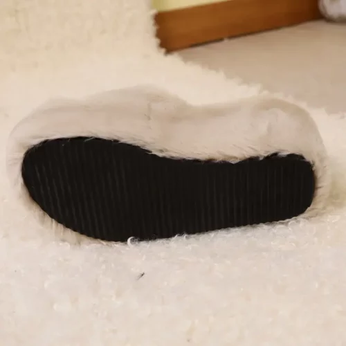 Chaussons femme en fausse fourrure avec semelle plateforme épaisse antidérapante