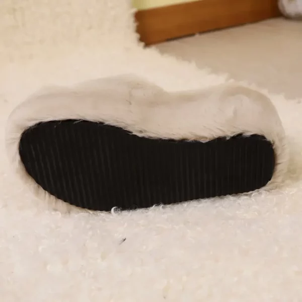 Chaussons femme en fausse fourrure avec semelle plateforme épaisse antidérapante