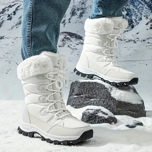 Bottes d'hiver femme imperméables et chaudes doublure fourrure semelle antidérapante