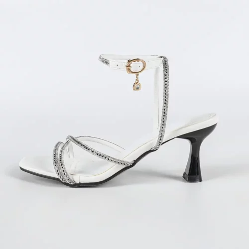 Sandales à talon carré femme – strass scintillants et confort mariage