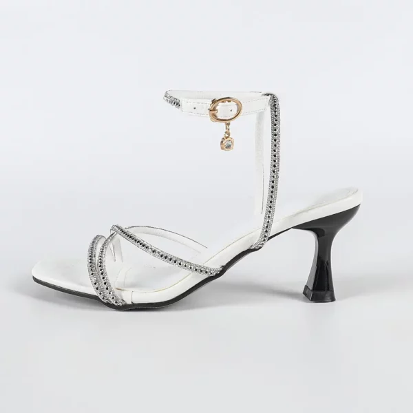 Sandales à talon carré femme – strass scintillants et confort mariage