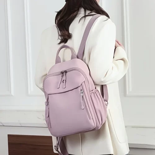 Sac à dos femme en nylon léger – multifonction urbain avec poches zippées