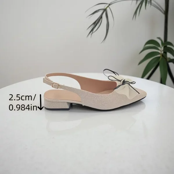 Escarpins femme à talon bas et bout pointu – confort chic avec nœud élégant