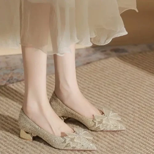 Chaussures mariage femme talon bas confortable – escarpins strass élégants