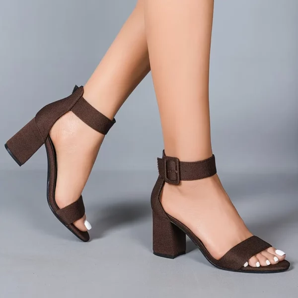 Sandales femme à petit talon confortable – bride réglable et bout ouvert
