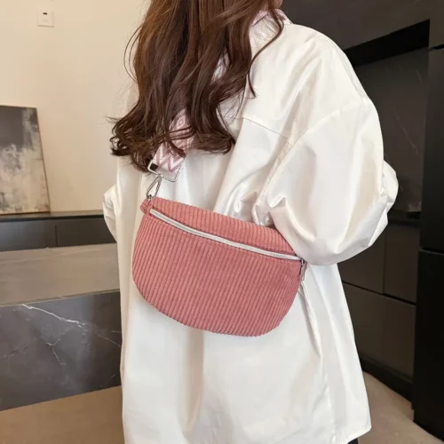 Sac banane en velours côtelé pour femme – style unisexe avec sangle réglable